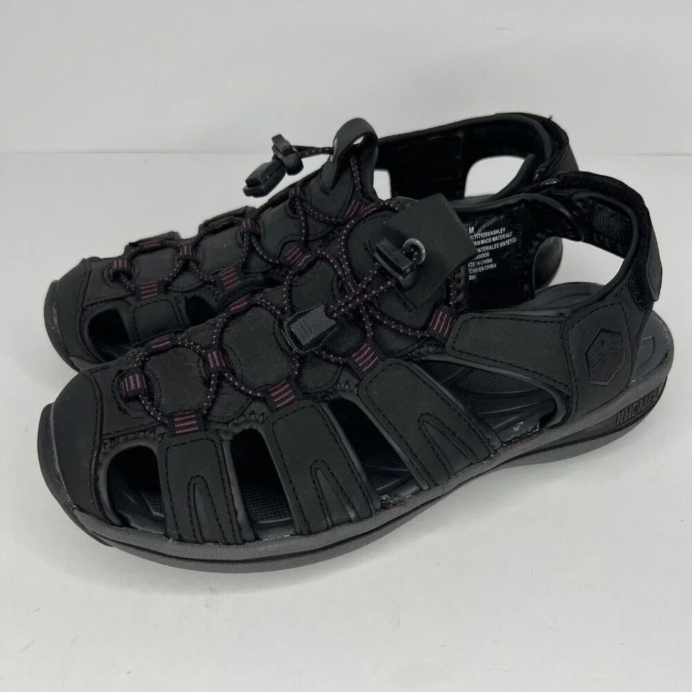 Khombu Hiking Sandals Mens Size 10 Black Slip On Closed Toe Strap Back